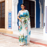 Ayana Blue Silk Hand Embroidery Saree with Blouse
