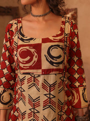 Abstract Print Cotton Kurta Set