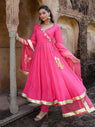 Gul Pink Mul Chanderi Gota Work Suit Set