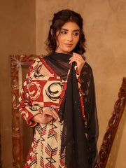 Abstract Print Cotton Kurta Set