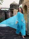 Parinda Blue Mul Chanderi Hand Embroidered Farsi Set