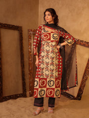 Abstract Print Cotton Kurta Set