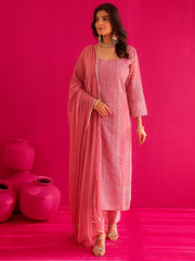 Mishika Georgette Embroidered Straight Suit Set
