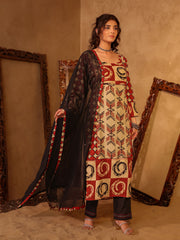 Abstract Print Cotton Kurta Set