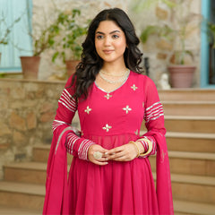 Asheera Georgette Pink Gota Hand Work Anarkali Suit Set