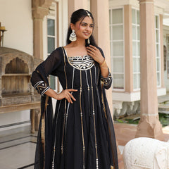 Mariam Black Heavy Gota Work Anarkali Suit Set