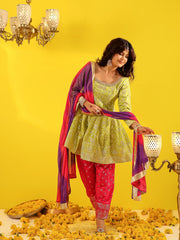 Ira Green Chanderi Suit Set