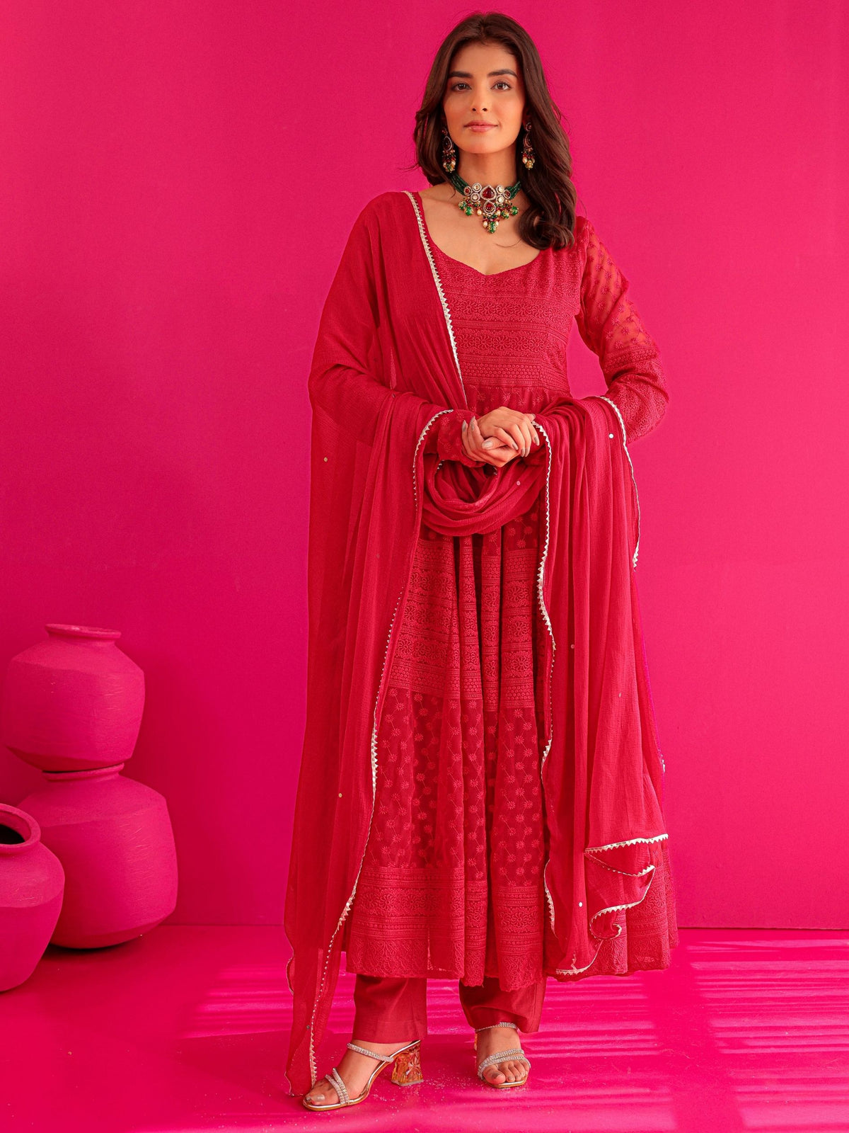 Suhana Hot Pink Anarkali Suit Set