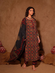 Black Ajrakh Hand Block Print Cotton Kurta Set
