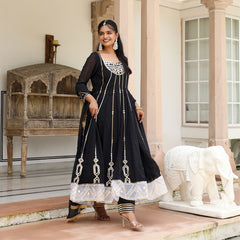 Mariam Black Heavy Gota Work Anarkali Suit Set