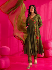 Shayari Embroidery Anarkali Suit Set
