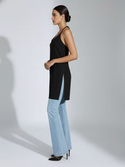 Black Pure Cotton Halter Neck Kurti