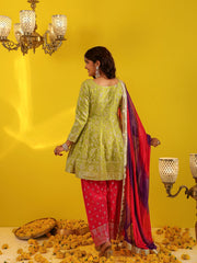 Ira Green Chanderi Suit Set