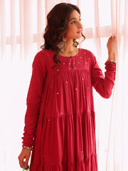 Aahana Hot Pink Hand Sequins Work Anarkali Suit Set