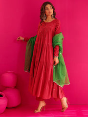 Aahana Hot Pink Hand Sequins Work Anarkali Suit Set