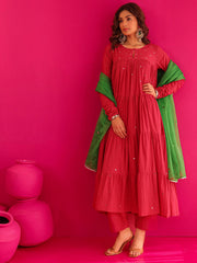 Aahana Hot Pink Hand Sequins Work Anarkali Suit Set