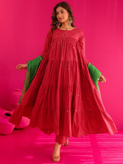 Aahana Hot Pink Hand Sequins Work Anarkali Suit Set