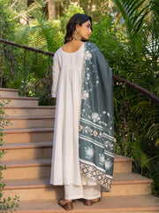Asheera White Mul Cotton Anarkali Suit Set