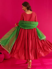 Aahana Hot Pink Hand Sequins Work Anarkali Suit Set