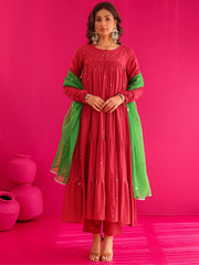 Aahana Hot Pink Hand Sequins Work Anarkali Suit Set