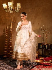 Noor-e-Safed Silk Anarkali Suit Set