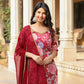 Coral Floral Maslin Hand Embroidered Suit Set