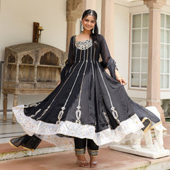 Mariam Black Heavy Gota Work Anarkali Suit Set