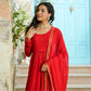 Laal Mirror Work Anarkali Suit Set