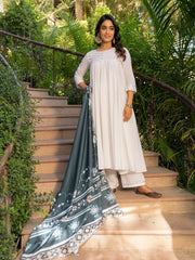 Asheera White Mul Cotton Anarkali Suit Set