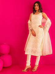 Shweta Cotton Hakooba Hand Pearl Work Straight Suit Set