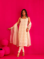 Shweta Cotton Hakooba Hand Pearl Work Straight Suit Set