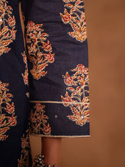 kashish Blue Floral Boota Print Cotton Kurta Set