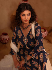 kashish Blue Floral Boota Print Cotton Kurta Set