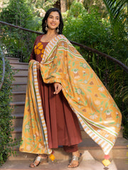 Maroon Mul Cotton Appliqué Work Anarkali Suit Set