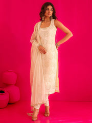 Shweta Cotton Hakooba Hand Pearl Work Straight Suit Set