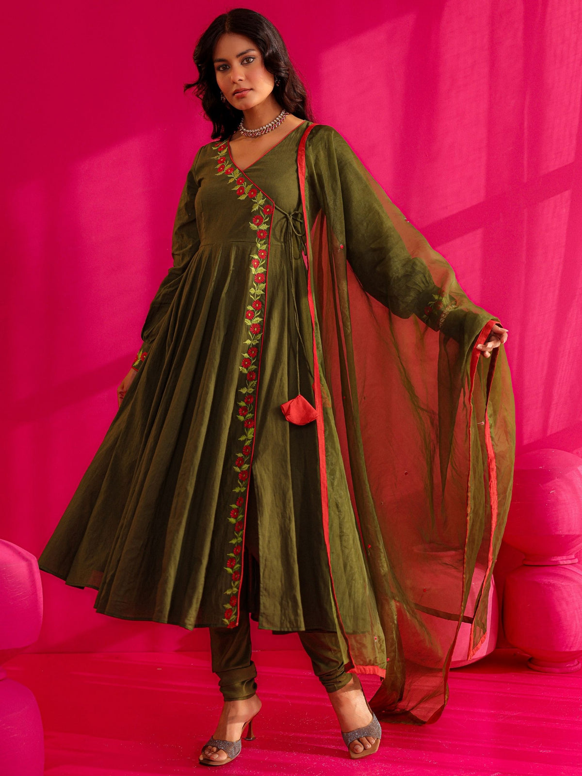 Shayari Embroidery Anarkali Suit Set