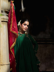 Green Chanderi Gota Work Anarkali Suit Set