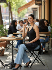 Black Pure Cotton Halter Neck Kurti