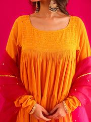 Miraya Pure Cotton Hand Sequins Work Anarkali Suit Set