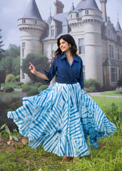 Pure cotton Solid Shirt with Long Tie Dye Skirt