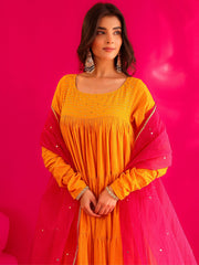 Miraya Pure Cotton Hand Sequins Work Anarkali Suit Set