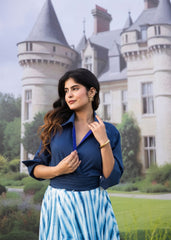 Pure cotton Solid Shirt with Long Tie Dye Skirt