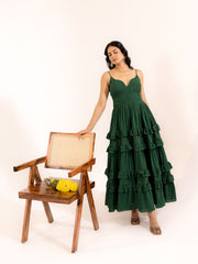 Emerald Green Tiered Ruffle Maxi Dress