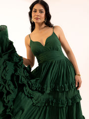 Emerald Green Tiered Ruffle Maxi Dress