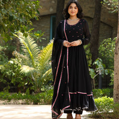 Asheera Black Mirror Work Anarkali Suit Set