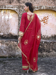 Jugni Maroon Mul Chanderi Gota Work Farsi Set