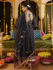 Gray Gota Work Anarkali Suit Set