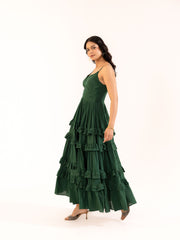 Emerald Green Tiered Ruffle Maxi Dress