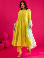Raahi Green Hand Embroidered Anarkali Suit Set