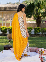 Binita Hand Block Cotton Anarkali Suit Set